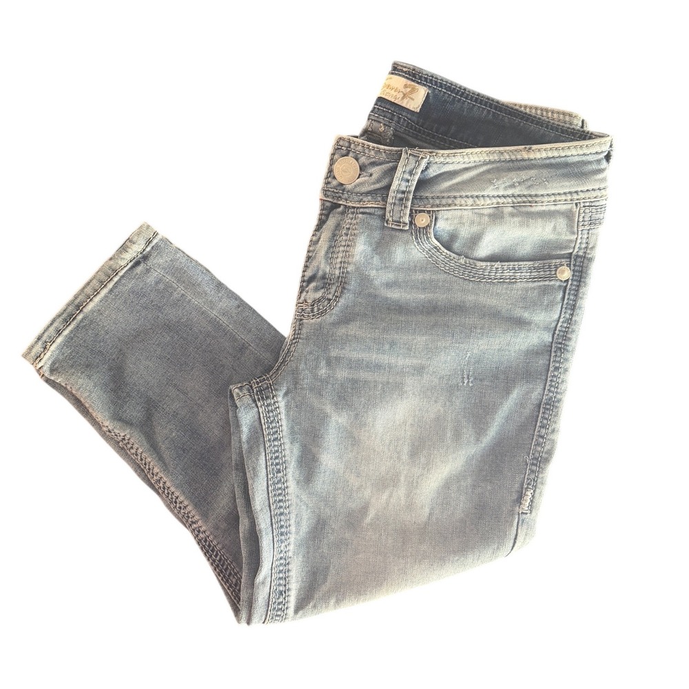Seven7 Light Wash Capri Jeans Size 10 Stretch Denim